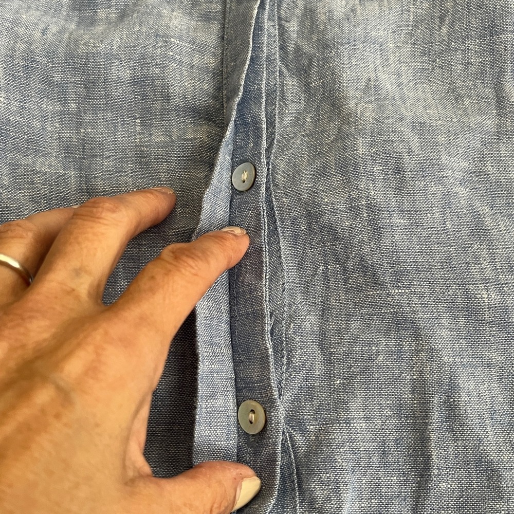 Tahari 100% Linen Tunic Shirt Dress XL Button Down Lagenlook Coastal Nautical - Picture 7 of 10